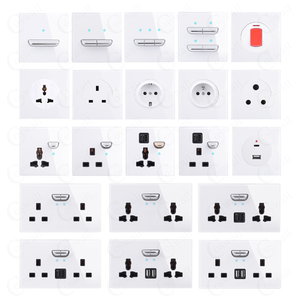 Langyeao Tempered Glass tường ánh sáng chuyển đổi chuyển đổi và ổ cắm phổ điện 1/2/3/4 gang nút bảng điều chỉnh với LED chỉ số - Product Image 5