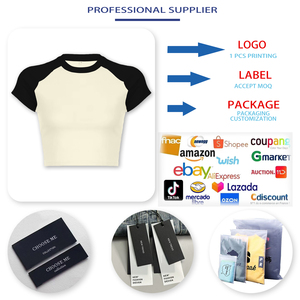 T-shirt in cotone personalizzato da donna con rivestimento colorato SlimCrop canotta con Logo digitale stampato stile Casual 100% tessuto intrecciato - Product Image 4