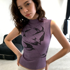 Top sin mangas con cuello simulado y estampado de grafiti urbano oscuro, ajuste ceñido, estilo Y2K, informal y atrevido, chaleco para mujer, top punk para fiesta de verano en club - Product Image 5