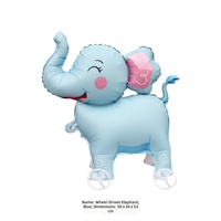 Ballons en aluminium sur pied, nouveau style, animaux de dessin animé et extraterrestres, avec roues et lumière blanc chaud, pour fêtes d'anniversaire d'enfants et décoration d'événements
