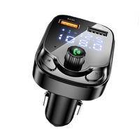 Chargeur de voiture double USB F55 4.8A, émetteur-récepteur FM Bluetooth 5.0, appels mains libres, charge rapide, adaptateur de chargeur de téléphone pour voiture