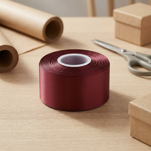 Cinta de Satén de una Sola Cara, Color Verde Vino Brillante, 100% Poliéster, Alta Densidad - Product Image 3