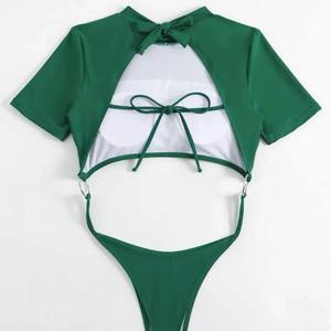 Traje de baño de una pieza con Tanga de corte alto de Color sólido sexy para mujer Diseño de espalda abierta Ecológico para piscina <span class=keywords><strong>Playa</strong></span> Ropa de vacaciones - Product Image 6