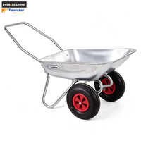 Carretilla de Dos Ruedas de 65L con Bandeja Metálica Pre-Galvanizada y Rueda Neumática Doble de 13 X 3.50-6