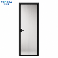 Puerta de Baño de Vidrio y Aleación de Aluminio Impermeable de Diseño Moderno, Puertas Interiores Insonorizadas Acabadas para Uso en Hoteles y Cocinas