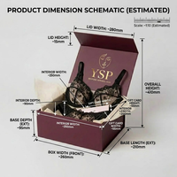 Boîte rigide à clapet magnétique bordeaux personnalisable avec logo, emballage haut de gamme pour ensemble cadeau de lingerie en dentelle et vêtements