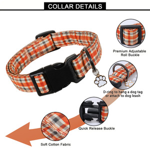 Collare per Animali Domestici <span class=keywords><strong>Luvi</strong></span> Nuovo in Nylon e Cotone Ispessito, Regolabile, con Motivo a Quadri Rosso Rosa, Semplice, per Gatti e Cani - Product Image 5