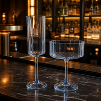 Flûte à champagne personnalisée soufflée à la main, à tige bleue côtelée, verre à cocktail coupe, gobelet à vin pour mariage, toast, bar, fête - Vente chaude