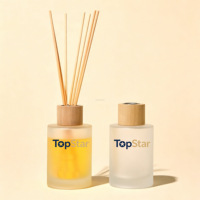 Bouteille diffuseur de parfum en verre dépoli de 120 ml avec bouchon en bois naturel, récipient vide pour diffuseur d'arômes pour la maison