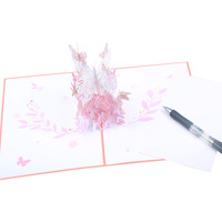 Cartes faites à la main en papier découpé au laser, invitation de mariage papillon d'anniversaire de la Saint-Valentin, cartes pop-up 3d pour la Saint-Valentin