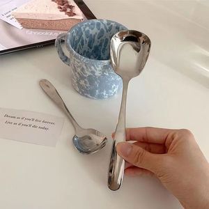 Cuchara Cuadrada Profunda de Acero Inoxidable 304 con Fondo Plano, Cuchara de Mango Corto para Adultos, Utensilio de Cocina Viral, Cuchara para Alimentar Bebés y Niños Pequeños - Product Image 4
