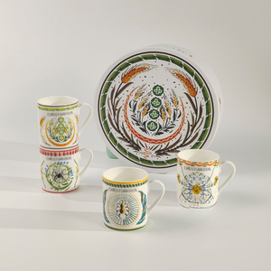 Mosh Bone China 4-Piece Eco-Friendly Classic <b>Coffee</b> Water Milk Mug <b>Set</b> with Lid for Office Home Desktop-Fairy Festival <b>Gift</b> - Product Image 3