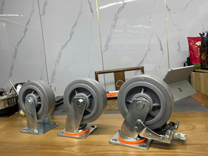 Roue de chariot industrielle robuste 4/5/6/8 pouces en polyuréthane TPR avec noyau en PP et support zingué, amortissante pour chariot à plateau - Product Image 2