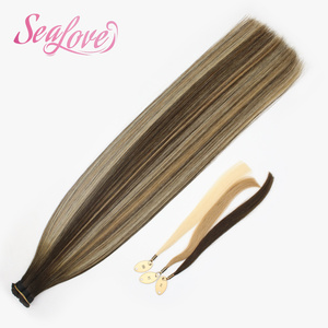 Extensioni per <span class=keywords><strong>capelli</strong></span> con trama invisibile cucita a mano di alta qualità, <span class=keywords><strong>capelli</strong></span> umani vergini europei, balayage, trama annodata a mano - Product Image 2