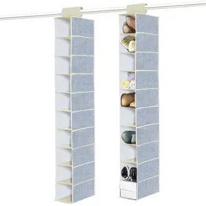 10 shelf hanging clothes storage printed nonwoven hanging closet organizer for shoes storage