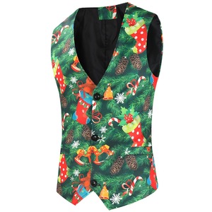 Autumn Winter New <strong>Men's</strong> <strong>Christmas</strong> Print Plus Size Slim Fit Casual Suit <strong>Waistcoat</strong> Vest Gilet Tops Outwear Clothing - Product Image 1