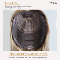 Topper de perruque juive à nœuds invisibles pour femme, base en soie 9x9, cheveux humains, avec clips, sans colle, pour la perte de cheveux