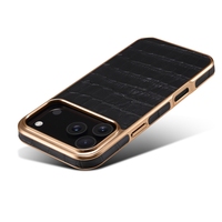 Sarung ponsel kulit buaya, pelindung belakang berlapis elektro gaya kulit untuk iPhone 17 Air/17 Pro/17 Pro