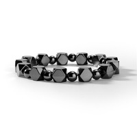 Bracelet en agate noire naturelle et obsidienne, bracelet en pierres facettées, bracelet en cristal de guérison, bijoux faits à la main minimalistes