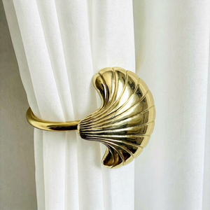 Golden Shell Shape Curtain Holdback Elegant Art Deco Style Decorative Window Accessory - Product Image 1