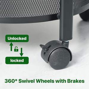 Chariot utilitaire roulant à 3 niveaux Chariot de rangement pliable en métal avec roues verrouillables Chariot organisateur de service polyvalent - Product Image 6