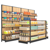 Supermarché multi-couches en bois enduit de poudre gondole d'épicerie au détail noix étagères et vitrine