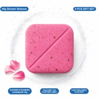 Tablette de douche effervescente OEM ODM à la rose 45g, personnalisable avec marque privée, pour un ensemble cadeau spa apaisant et relaxant