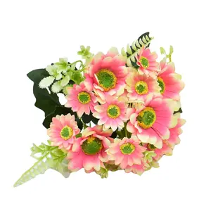 Gerbera Artificial Daisy Bush Flor de seda Decoración de la boda Hogar Crisantemo Flor hecha a mano