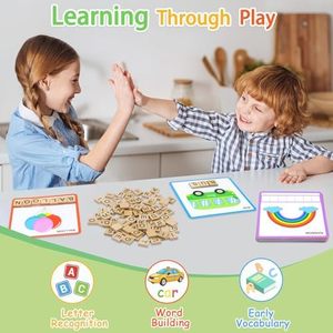 100 pezzi di legno a doppia faccia Flash card educativi giocattoli matematici per bambini età <span class=keywords><strong>giochi</strong></span> di apprendimento <span class=keywords><strong>con</strong></span> <span class=keywords><strong>parole</strong></span> di vista e alfabeto - Product Image 2