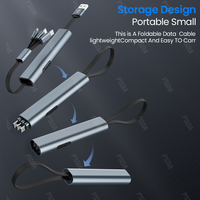 Câble de charge rapide USB 5 en 1 EONLINE pour téléphone Samsung Huawei, câble de charge micro USB C rétractable multi-prises, cadeaux créatifs