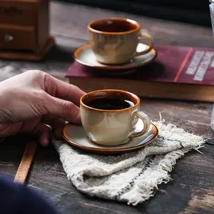 Profesyonel Espress Latte Saucers ile kahve fincan seti Pop sanat seramik kupa ev ofis çay fincanları Chic Cafe Bar