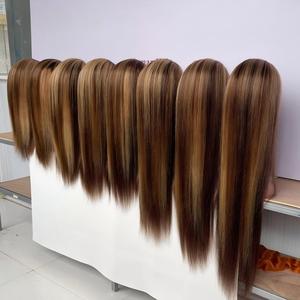 Piano Highlight # Peluca de Cabello Humano 4-27, Cierre de Encaje HD 13*4, Larga y Lisa, Pre-Desplumada, Aspecto Natural, 100% Remy Virgen - Product Image 1