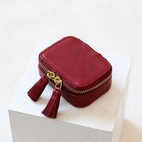Étui pour rouge à lèvres vintage fait à la main avec pompon étui pour rouge à lèvres avec fermeture éclair étui pour rouge à lèvres miroir pour dame
