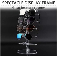 Expositor de Gafas de Sol, Soporte para Exhibición de Gafas, Organizador de Almacenamiento para 5 Gafas, Exhibidor de Joyería y Gafas de Acrílico para Venta