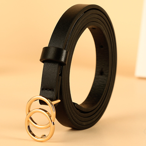 Cintura da Donna di Lusso con Doppio Anello Rotondo, Sottile in Morbida Pelle Bovina, Fibbia a Perno, Lunghezza Personalizzabile per Jeans e Abiti - Product Image 5
