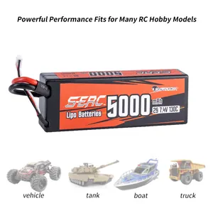 SUNPADOW 7.4V 5000mAh 130C 2S Lipo Battery With Deans T Plug For RC Car Truck Boat Vehicles Tank Buggy Racing Hobby
