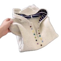 Nouveau Pull Tricoté à Capuche et Col Zippé pour Femme, Collection Automne 2026, Boutons Colorés, Côtelé Crème, Taille Unique, Doux, Confortable et Chaud, Qualité Supérieure