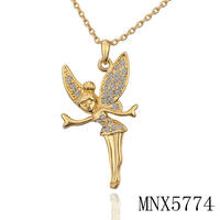 Nouvelle arrivée 925 Sterling Silver Cable Chain Blue Crystal Ballet Dancer Girl Ballerina Necklace