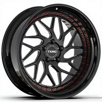 Rueda de Aleación Forjada de Dos Piezas TXING Nueva, 18-22 Pulgadas, 5x112 5x114.3, Negro Brillante con Borde Rojo, 1 Año de Garantía, Repuesto para Auto