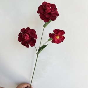 Phong Cách Mới 3 Đầu Duy Nhất Thân Cây Lụa Nhân Tạo Hoa Trắng Hoa Trà Hoa Cho Nhà Giáng Sinh Đám Cưới Valentine Của Ngày Trang Trí Nội Thất - Product Image 6