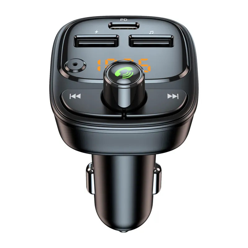 5V 2 USB LED 무선 FM 송신기 BT 5.1 PD24W 블랙 충전기 차량용 음악 플레이어와 자동차 MP3 플레이어