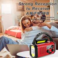 Radio portable d'urgence AM/FM 10000mAh avec chargeur solaire et manivelle, fonction SOS, radio Internet puissante