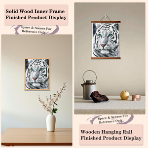 Kit de Pintura de Diamantes Tigre Blanco, Taladro Redondo, Arte Impreso con Marco, Forma Rectangular, Decoración de Pared DIY con Diseño de Animales - Product Image 5