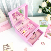 Caja de Joyería Musical de Lujo con Purpurina Rosa, Ecológica y Personalizada de Fábrica Yiyu, con Bailarina de Espejo y Manivela, para Cumpleaños