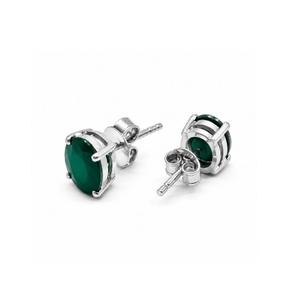 Manufacturer 925 Sterling Silver <b>Emerald</b> Oval Solitaire <b>Stud</b> Earrings for Women - Product Image 4