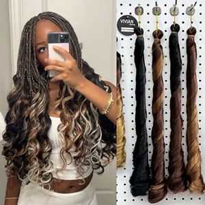 Gran oferta mundial de calidad superior, 24 pulgadas, 150g, <span class=keywords><strong>trenzas</strong></span> de rizos franceses de ganchillo rizados sedosos, muchos colores teñidos tienen fibra Premium en Stock - Product Image 1