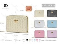 Women's Single Pull <b>Wallet</b> <b>Small</b> Size Zipper Closure Daily Use Minimalist Style Microfiber Synthetic Leather - Product Image 1