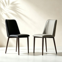 Chaise de salle à manger moderne en cuir à motif griffe de chat, chaise latérale à coutures verticales, pieds en métal noir pour salle à manger, cuisine, maison