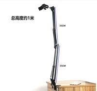 Support de téléphone portable à pince métallique, pour lit de bureau, avec longs bras flexibles et rotatifs à 360 degrés
