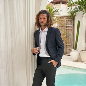 BEAM Premium Men's Slim Fit <b>Poncho</b> Blazers 2-Button Fitted Rayon Mix Polyester ODM Supply for Custom Cutting Reseller Seeking - Product Image 1